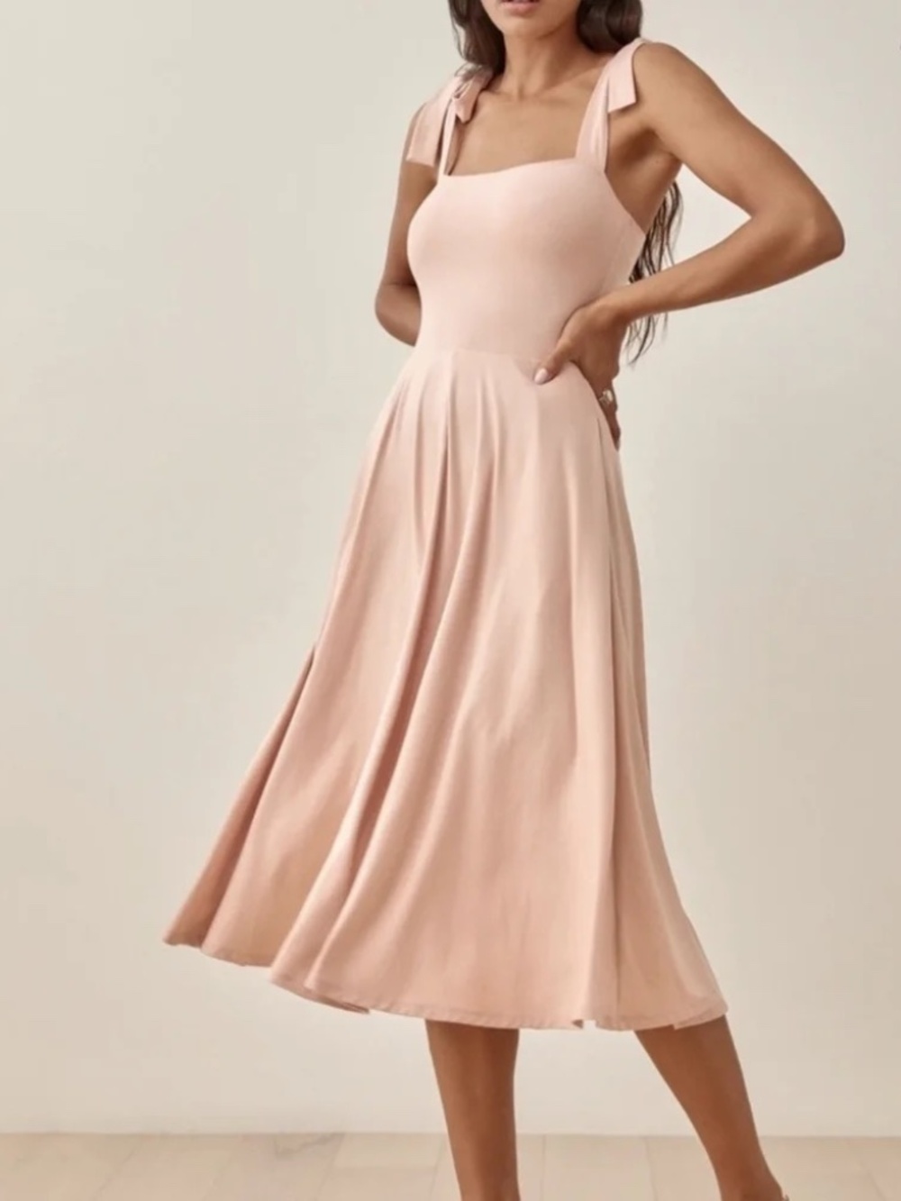 NWT Reformation Edita Midi Serenade Blush Sleeveless Knit Dress Size XL